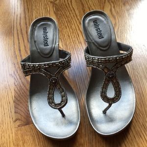 Silver wedge sandals bottom in perfect condition